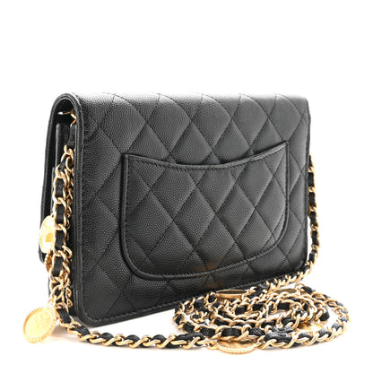 Chanel Caviar Quilted Medallion Wallet on Chain WOC Black 3 of 12