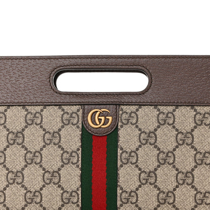 Gucci GG Supreme Monogram Textured Dollar Calfskin Web Ophidia Slip Handle Belt Bag 90 36 Beige Ebony New Acero 8 of 11