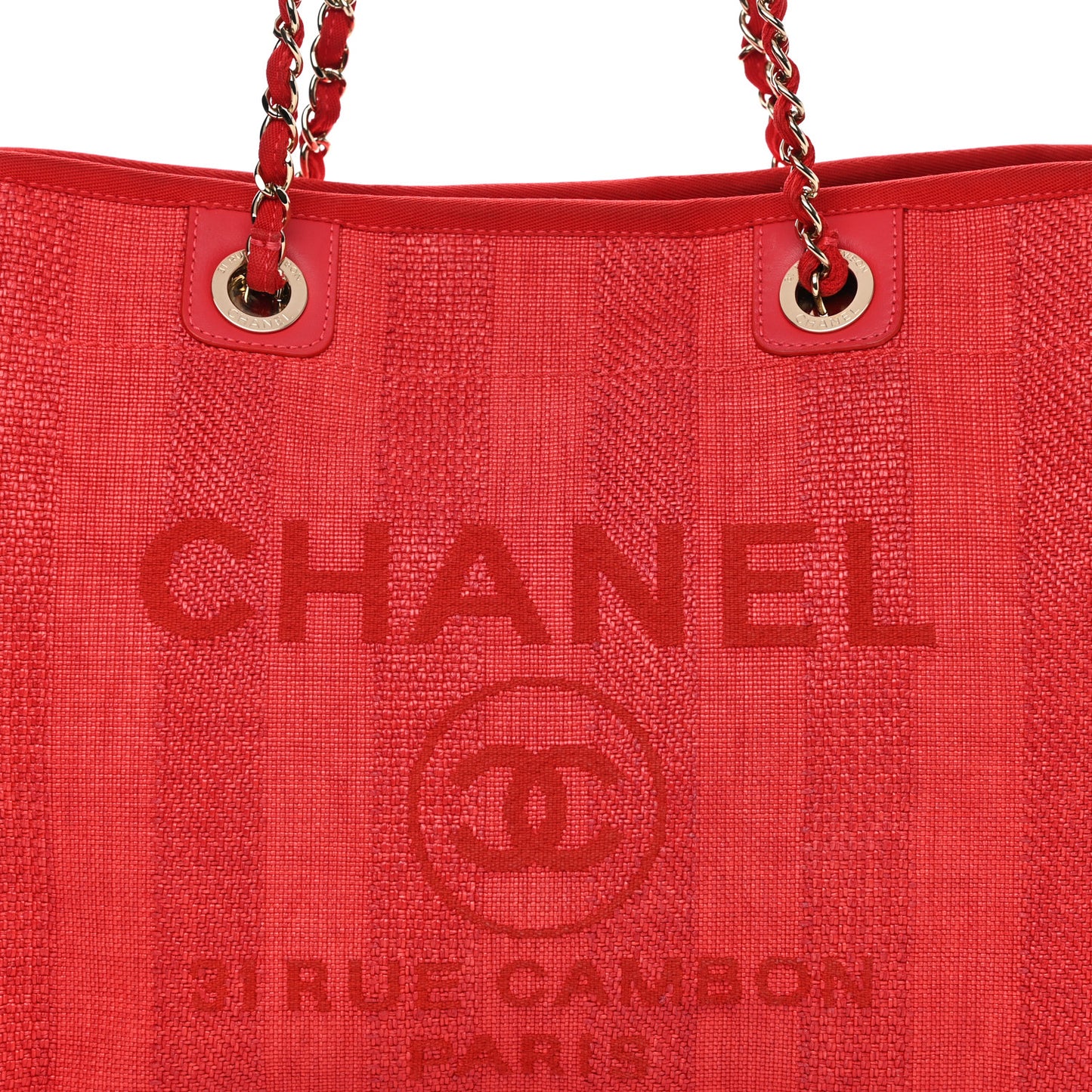 Mixed Fibers Striped Small Deauville Tote Red