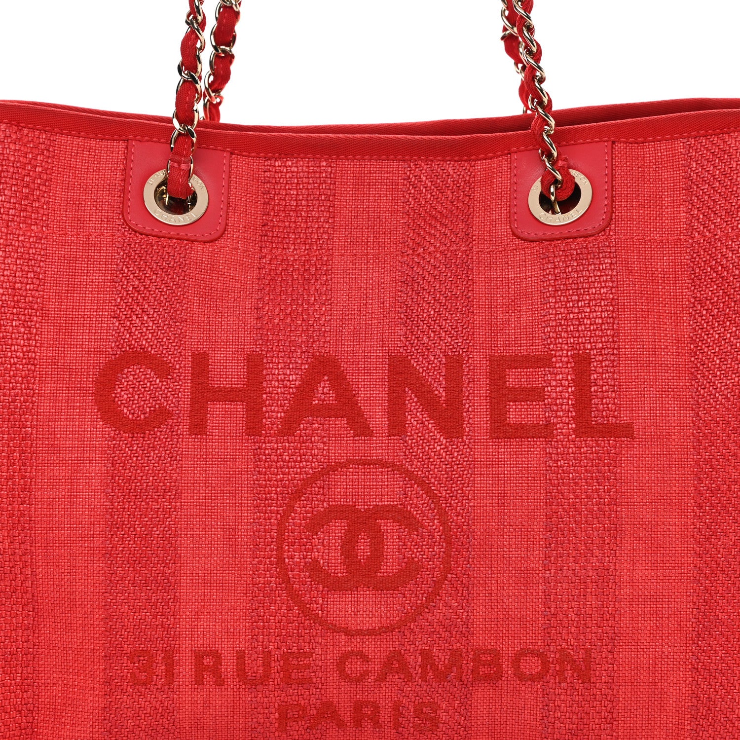 Chanel Mixed Fibers Striped Small Deauville Tote Red 9 of 13