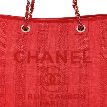 Chanel Mixed Fibers Striped Small Deauville Tote Red 9 of 13