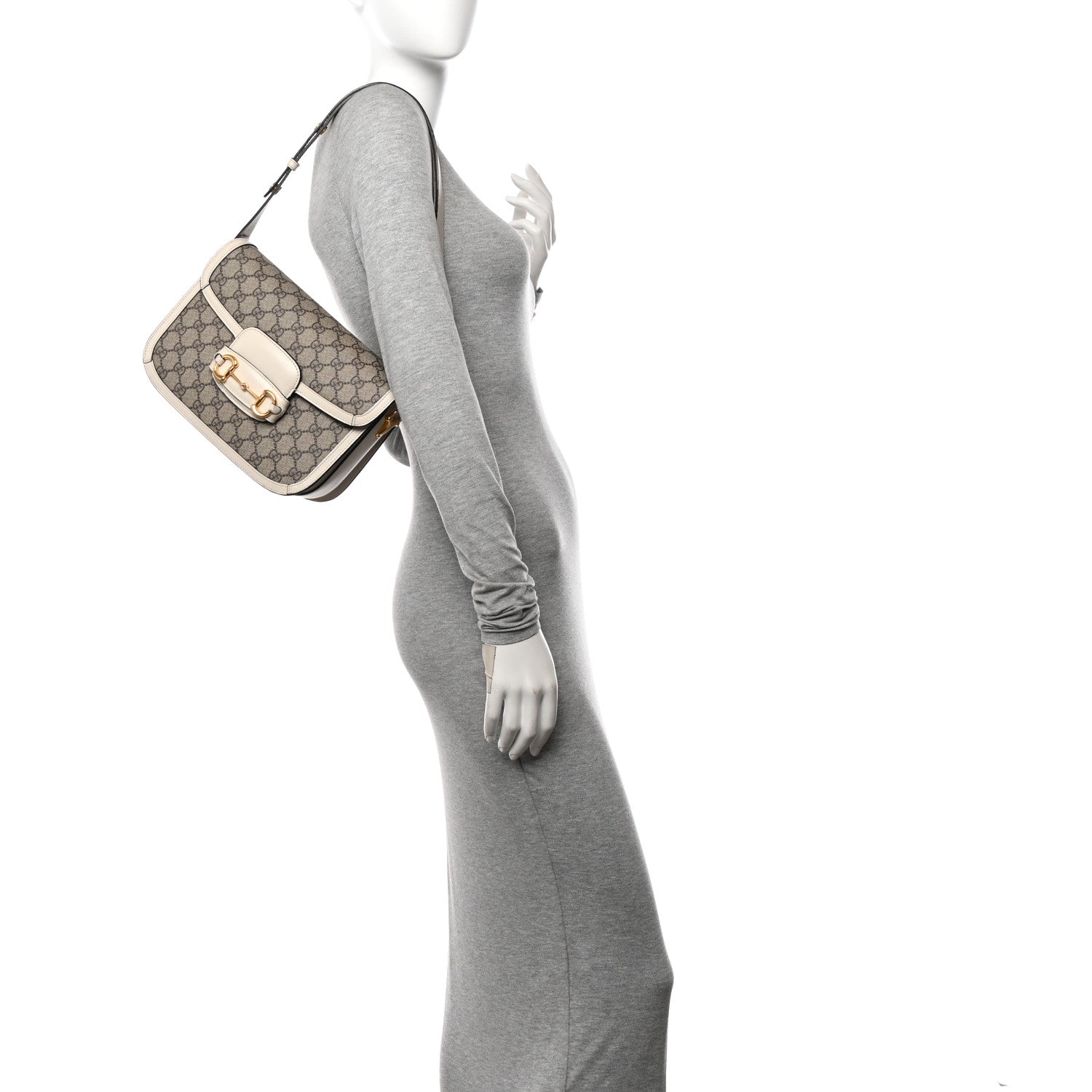 Gucci GG Supreme Monogram Horsebit 1955 Shoulder Bag Beige Mystic White 2 of 17