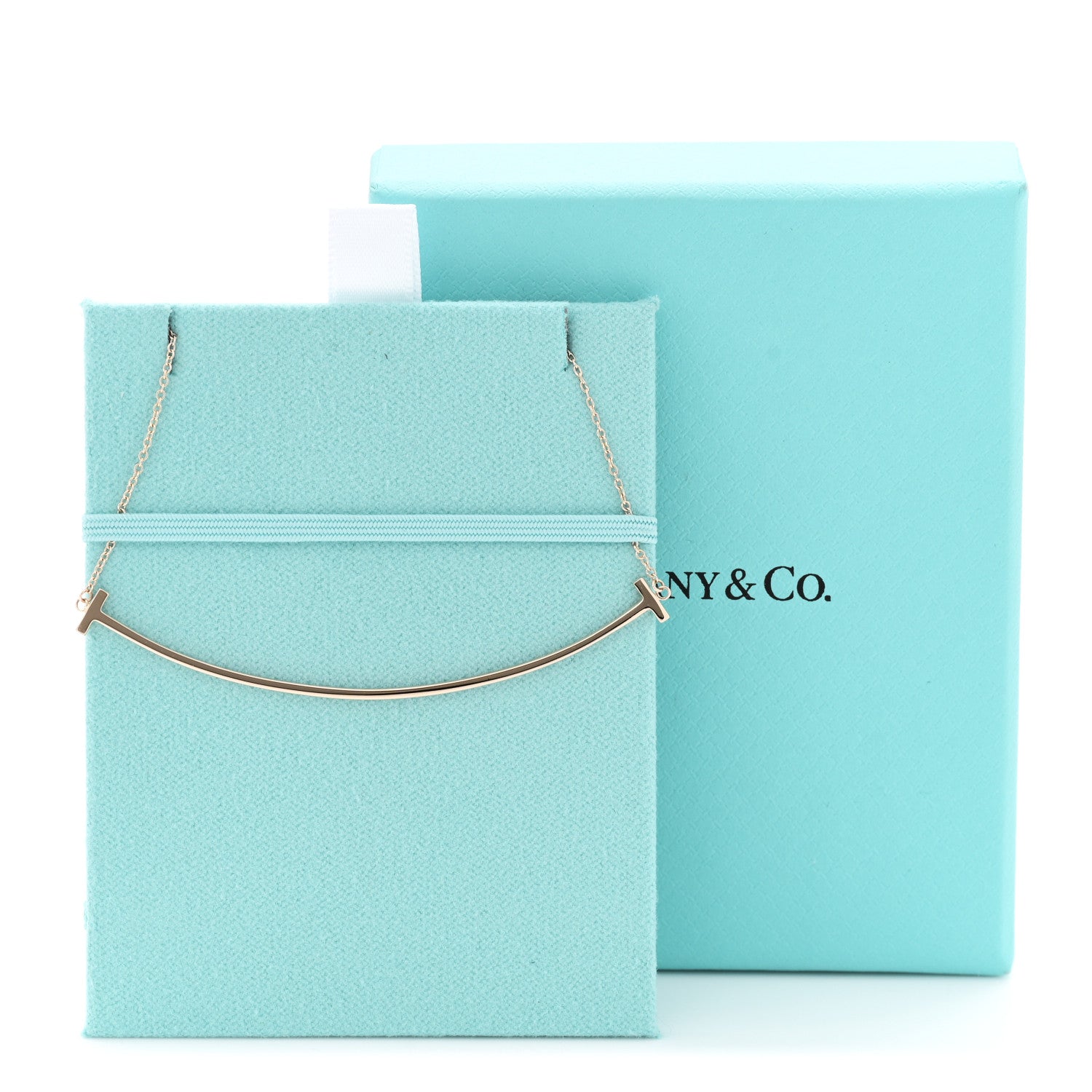 Tiffany 18K Rose Gold Large T Smile Pendant Necklace 6 of 6