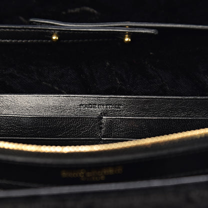 Saint Laurent Velvet Monogram Chain Wallet Black 6 of 11