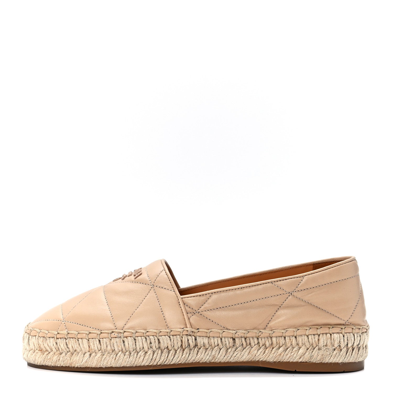 Prada Nappa Quilted Logo Espadrilles 36 Beige 1 of 8
