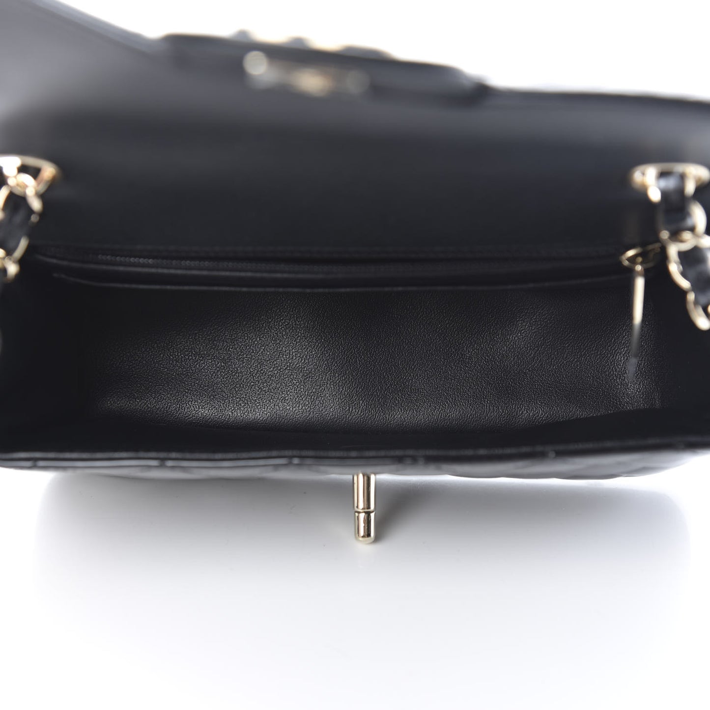 Patent Calfskin Quilted Mini Rectangular Flap Black