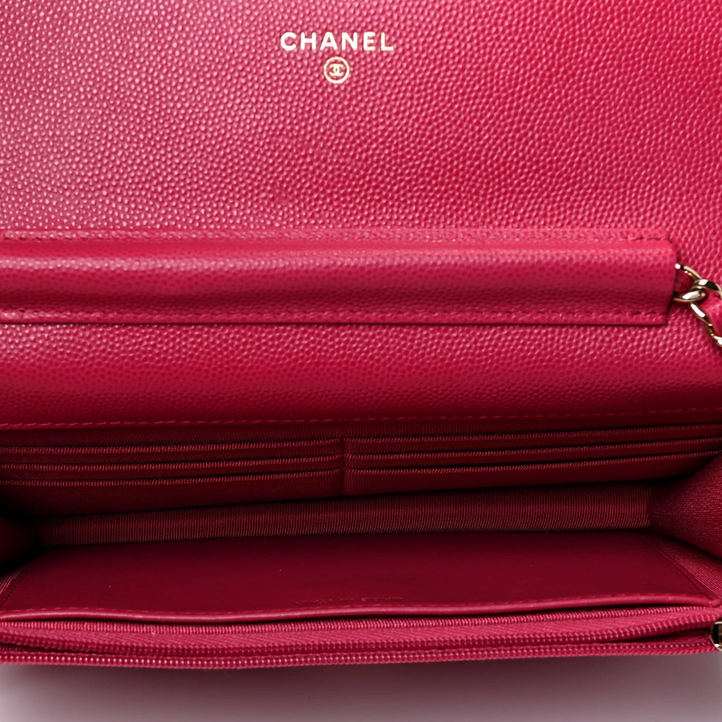 Caviar Quilted Wallet On Chain WOC Dark Pink