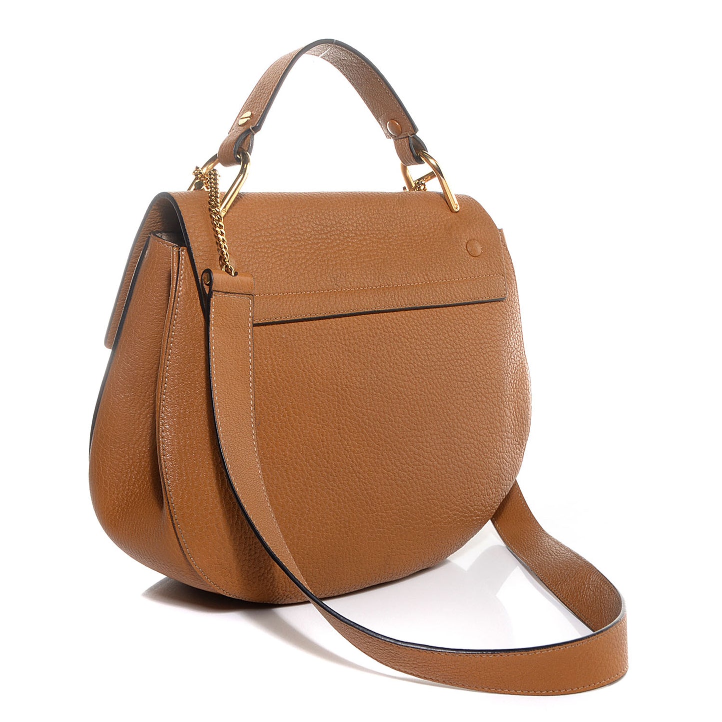 Grained Calfskin Large Drew Shoulder Bag Tan