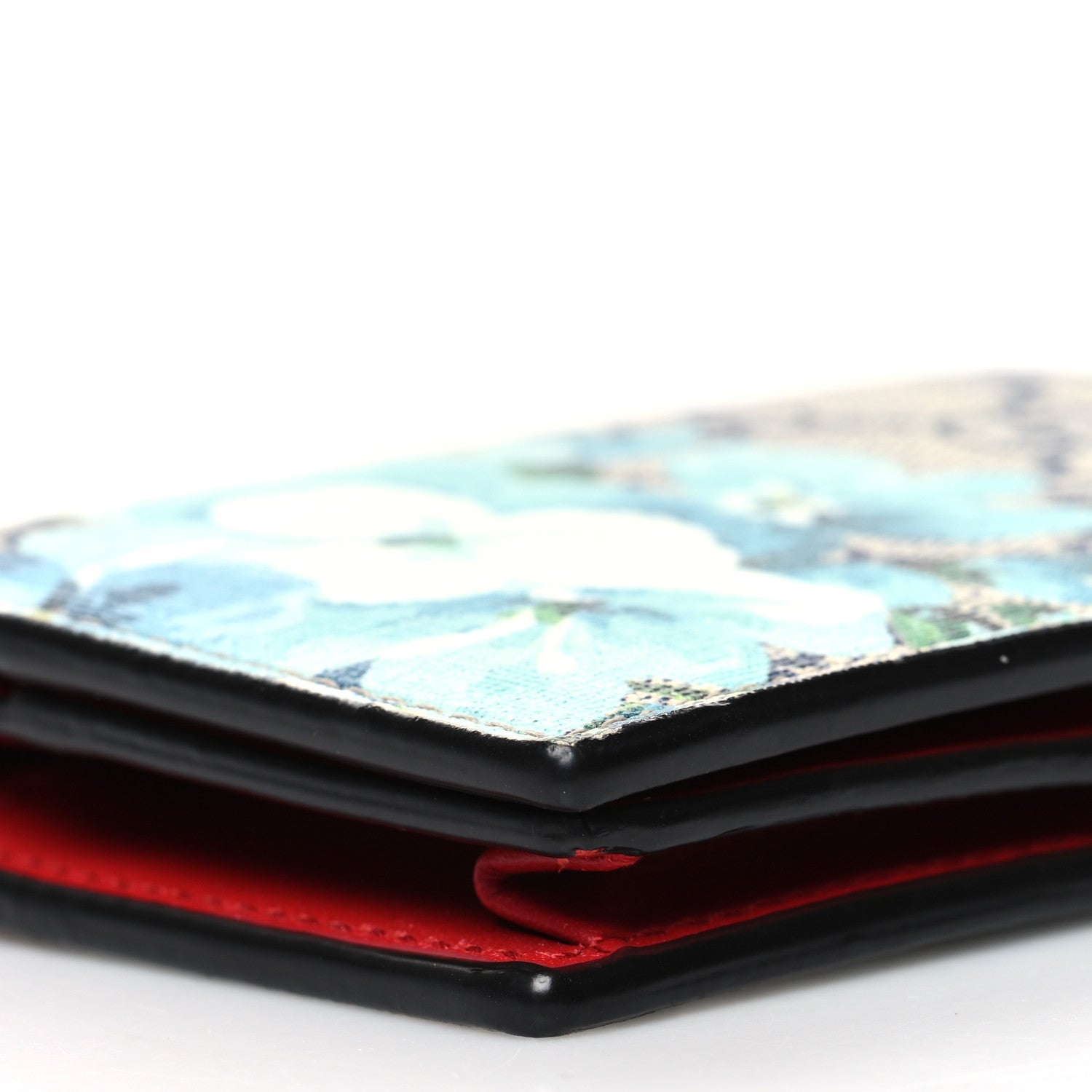 Gucci GG Supreme Monogram Blooms Card Case Wallet Beige Blue Navy Hibiscus Red 9 of 11