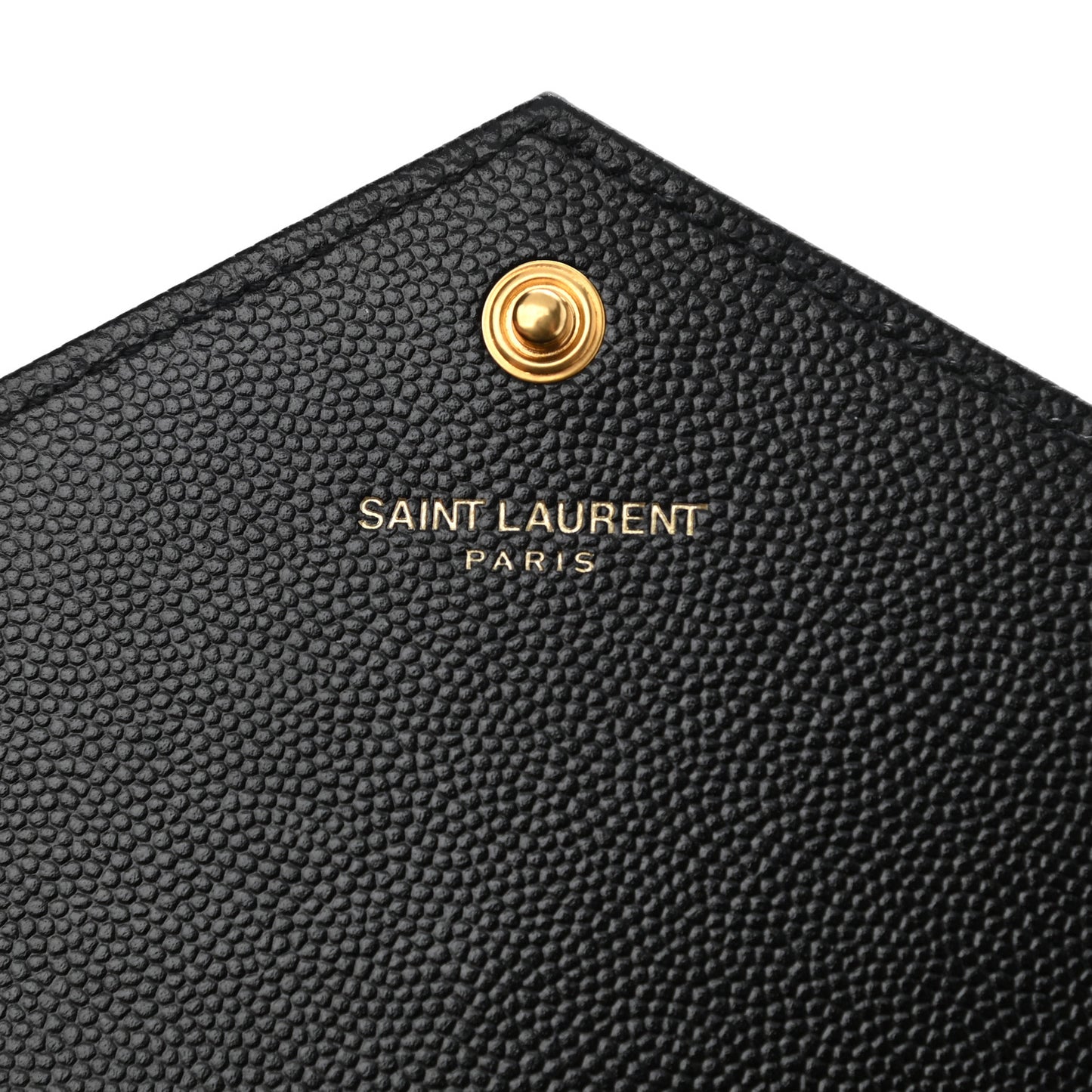 Grain De Poudre Matelasse Chevron Monogram Envelope Chain Wallet Black