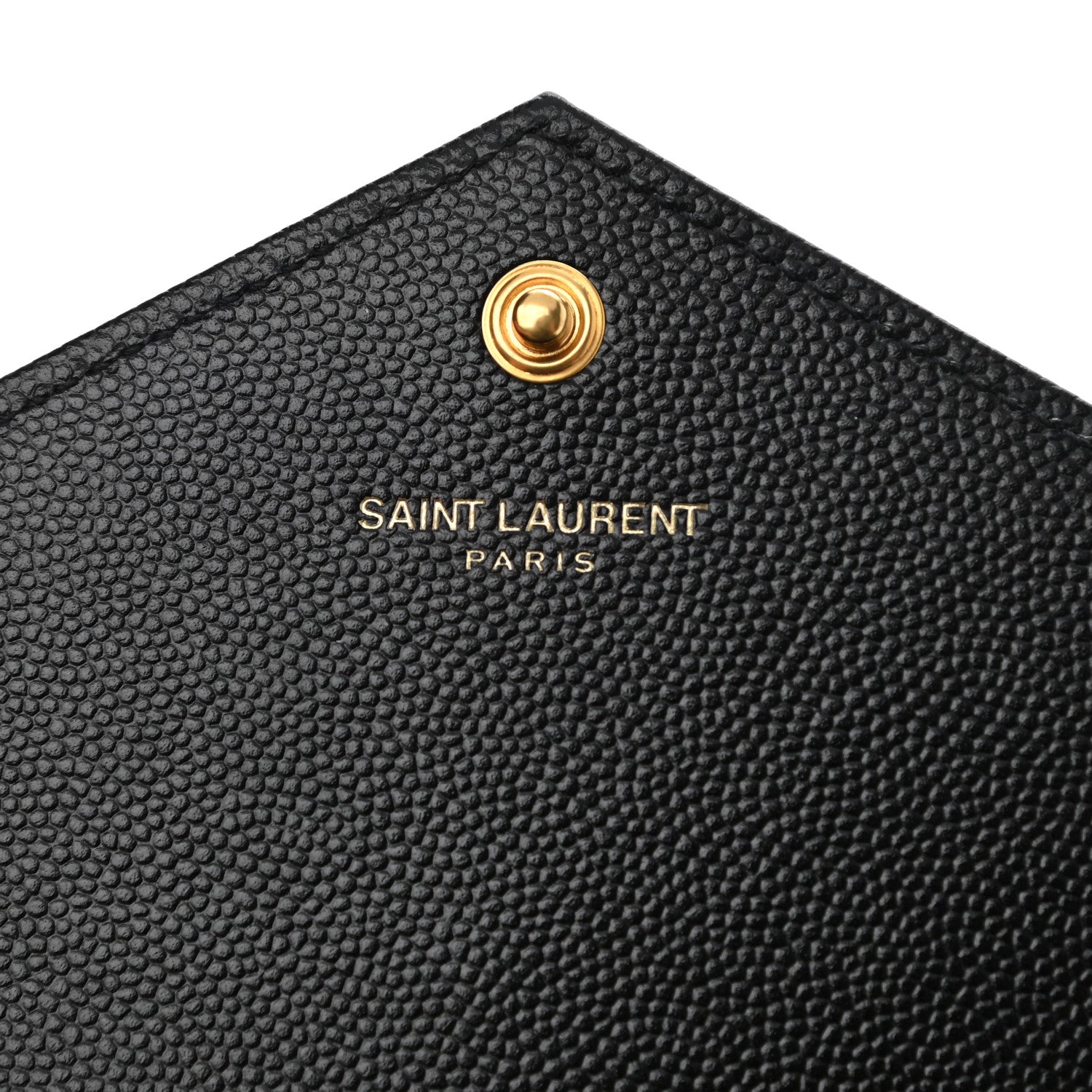 Saint Laurent Grain De Poudre Matelasse Chevron Monogram Envelope Chain Wallet Black 5 of 10