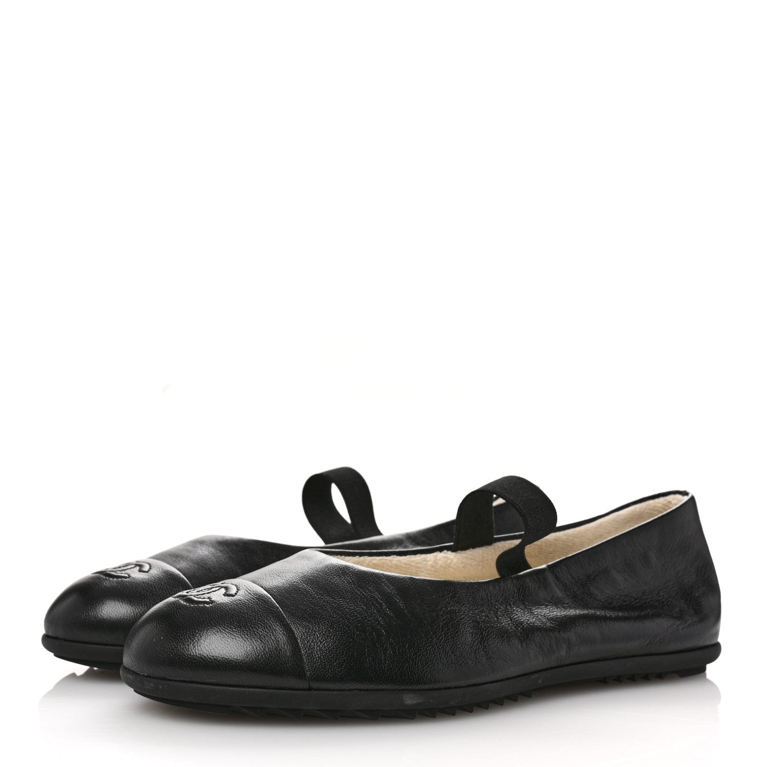 Chanel Lambskin Cap Toe CC Mary Jane Flats 40 Black 4 of 10