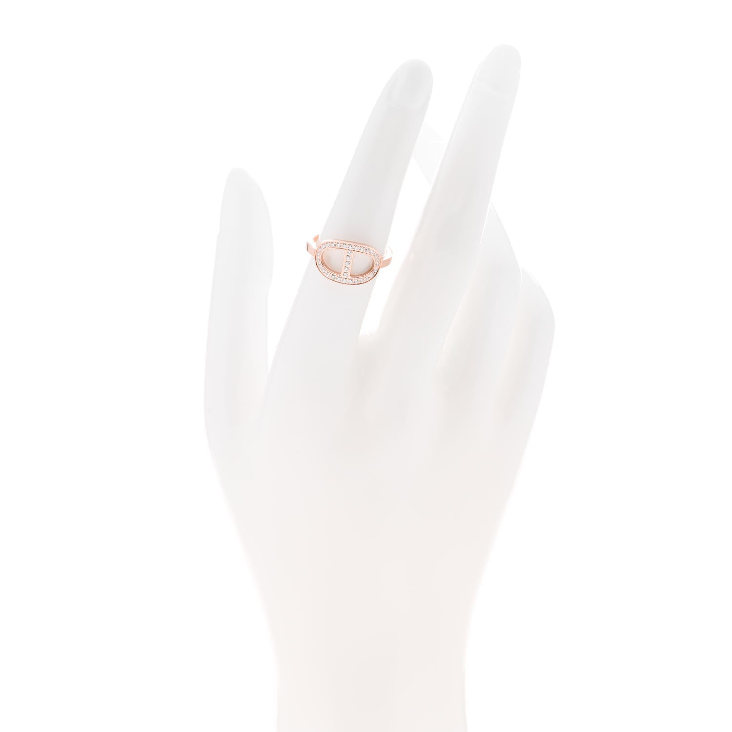 Hermes 18K Rose Gold Diamond MM Chaine d'Ancre Contour Ring 53 6.25 2 of 6