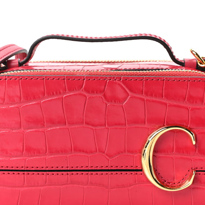 Chloe Calfskin Crocodile Embossed Mini C Vanity Bag Red 8 of 10