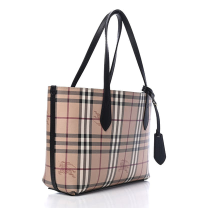 Burberry Grainy Calfskin Haymarket Check Medium Reversible Tote Black 4 of 14