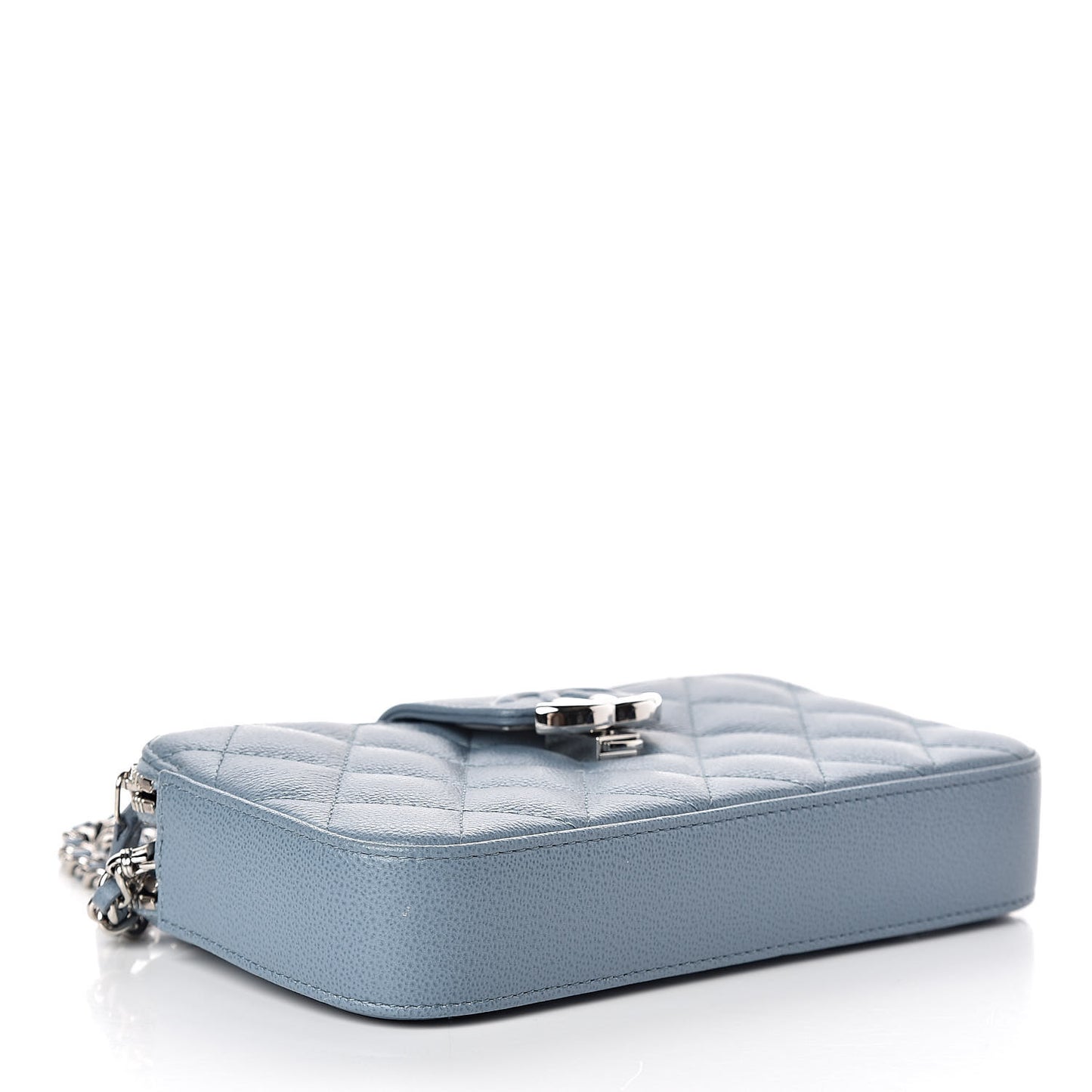Caviar Quilted CC Box Clutch With Chain Blue
