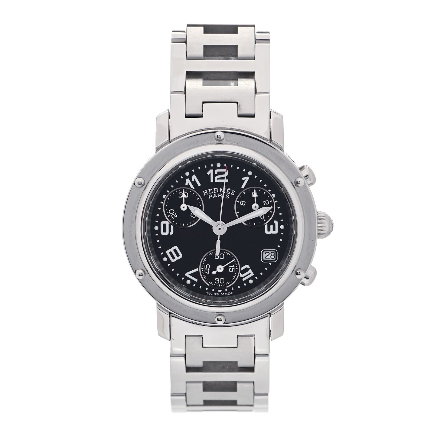 Stainless Steel 31mm Clipper Chronograph Quartz Watch Black