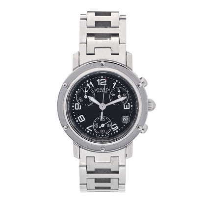 Hermes Stainless Steel 31mm Clipper Chronograph Quartz Watch Black 1 of 4