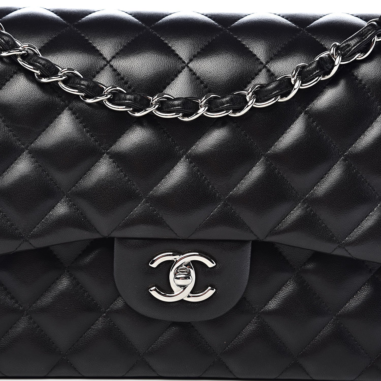 Chanel Lambskin Quilted Jumbo Double Flap Black 12 of 12