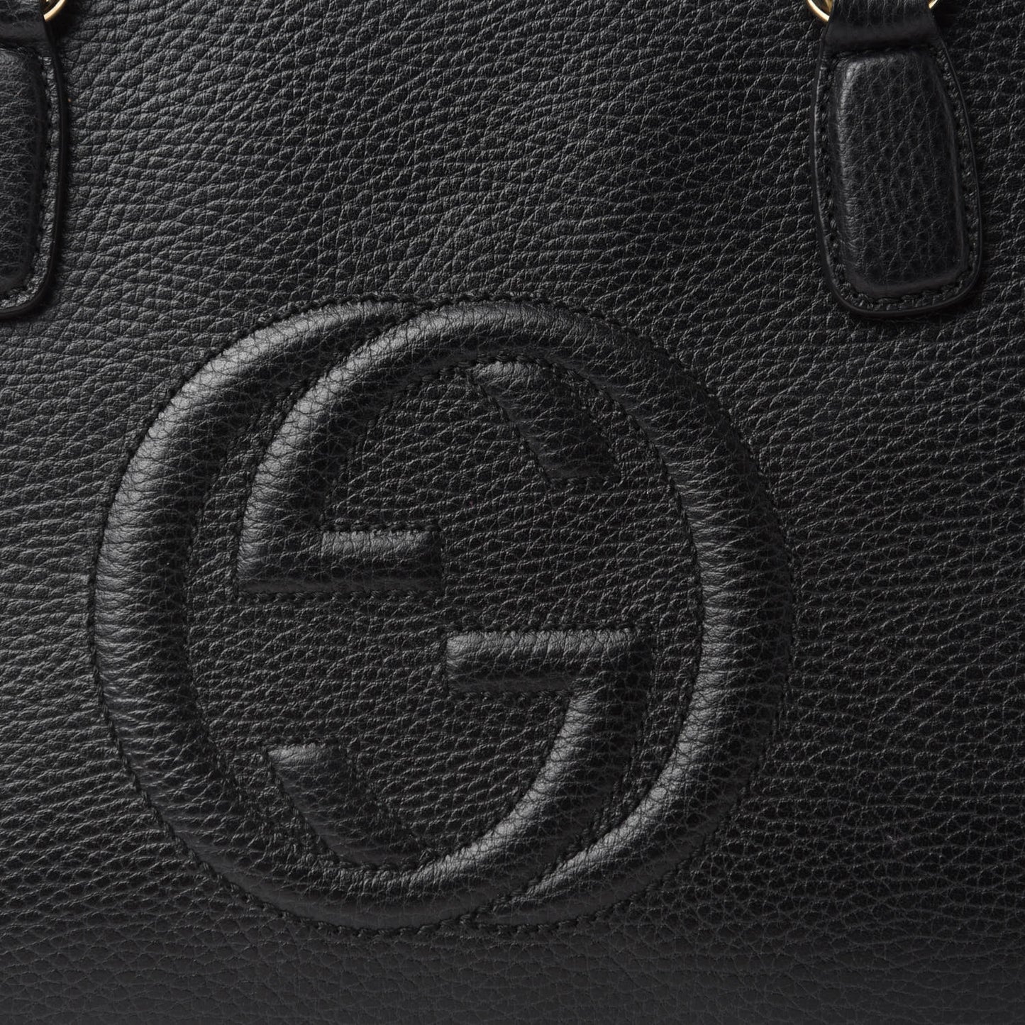 Pebbled Calfskin Medium Soho Top Handle Satchel Black