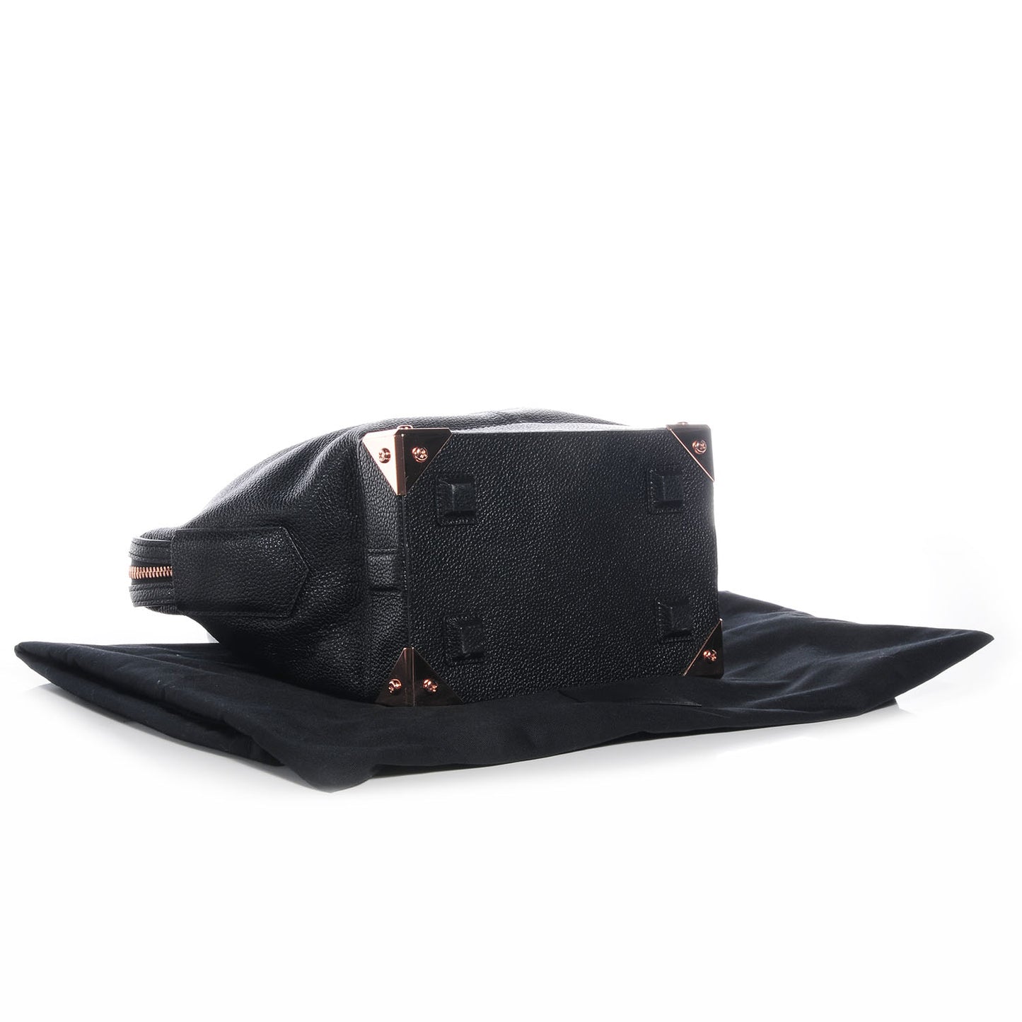 Pebbled Leather Large Emile Black with Rose Gold Hardware
