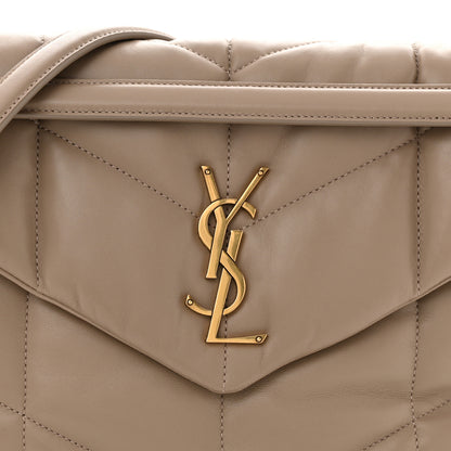 Saint Laurent Lambskin Quilted Medium Loulou Puffer Monogram Chain Satchel Dusty Grey 9 of 11