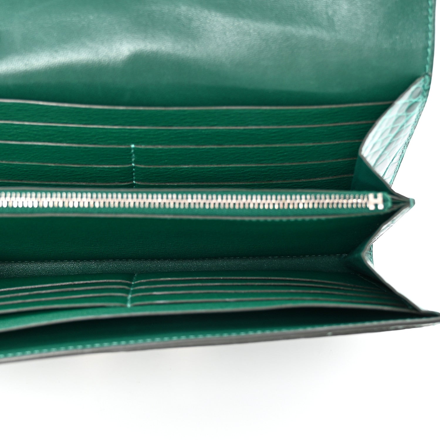 Hermes Shiny Alligator Constance Long Wallet Vert Emeraude 5 of 11