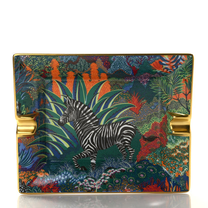 Hermes Porcelain Mountain Zebra Ashtray Chlorophylle 1 of 5