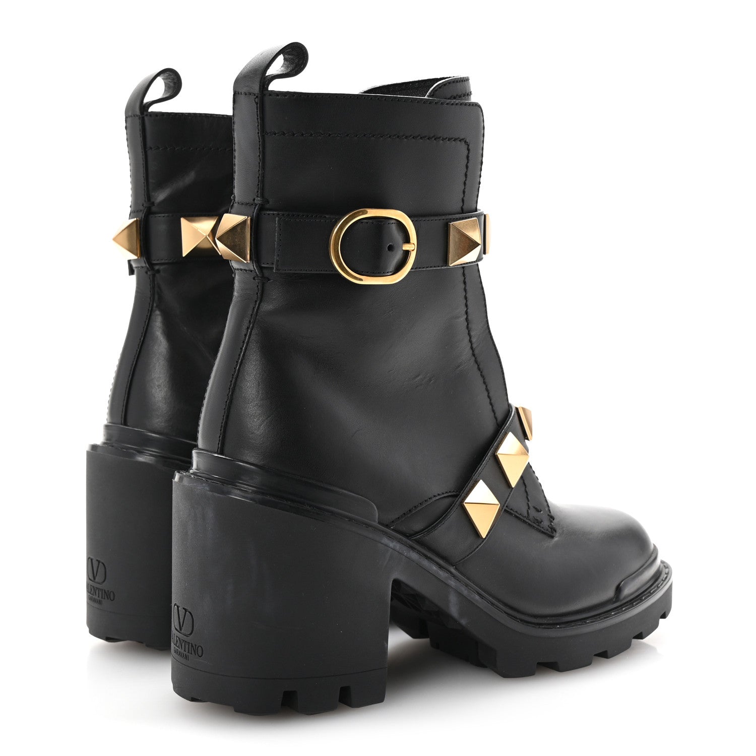 Valentino Garavani Calfskin Roman Stud 20/85mm Combat Boots 38.5 Black 5 of 9