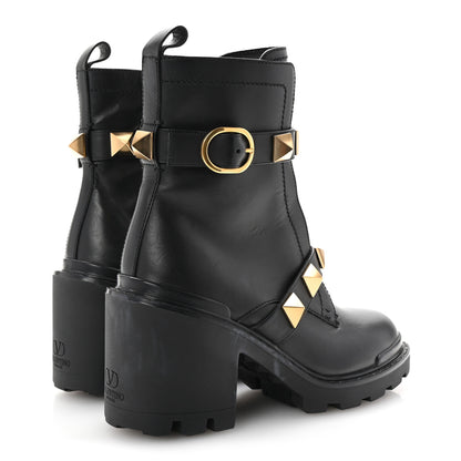 Valentino Garavani Calfskin Roman Stud 20/85mm Combat Boots 38.5 Black 5 of 9