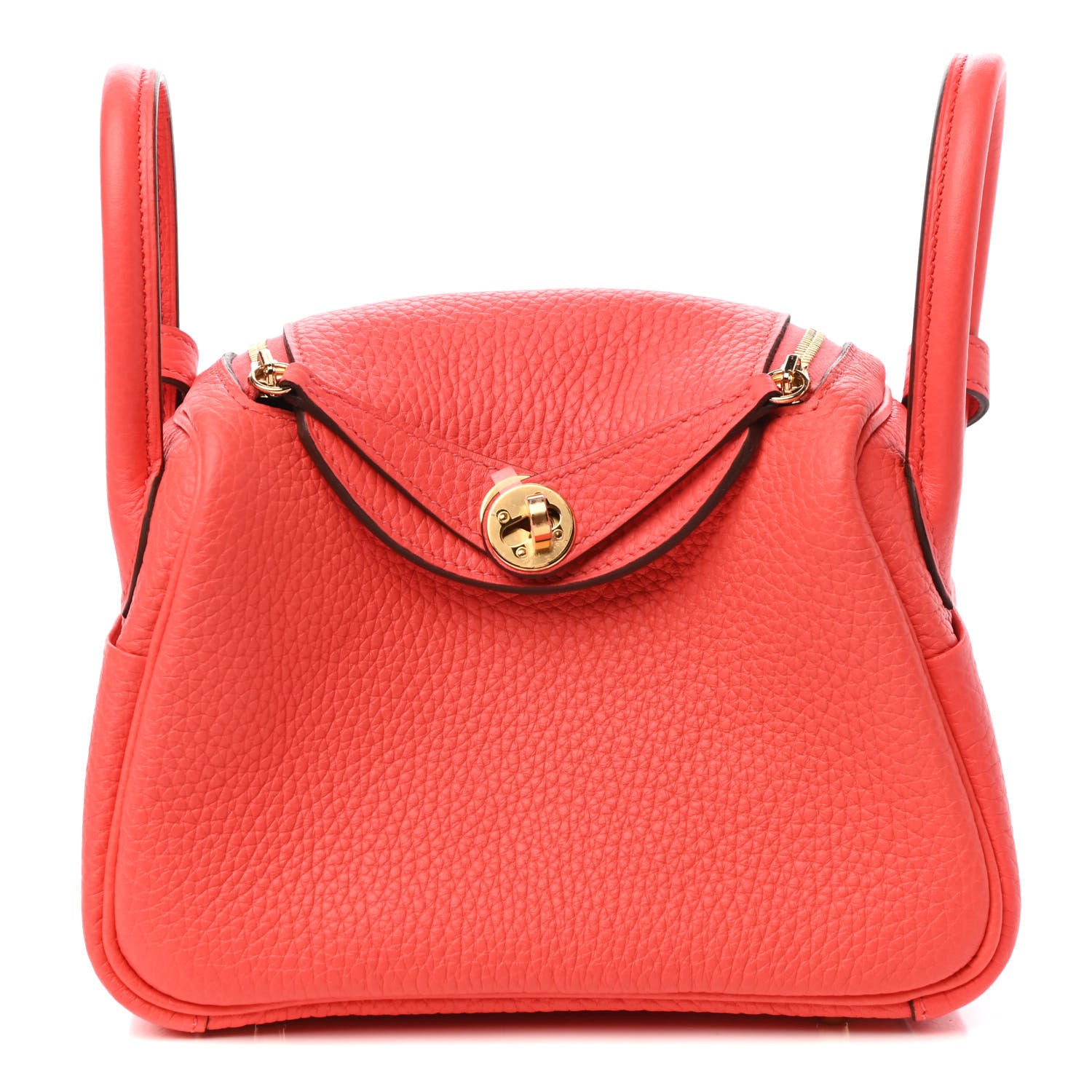 Hermes Taurillon Clemence Mini Lindy 20 Rose Texas 1 of 10