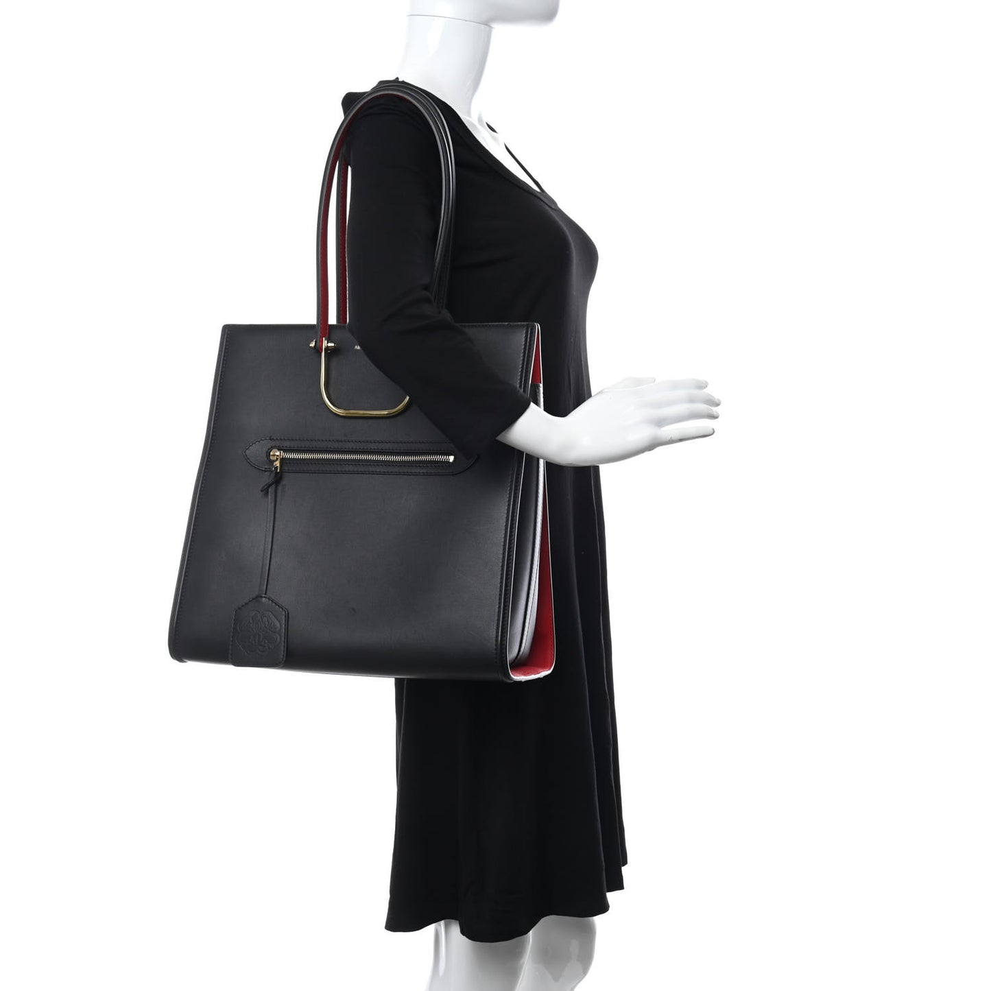 Calfskin The Tall Story Shoulder Bag Black Red