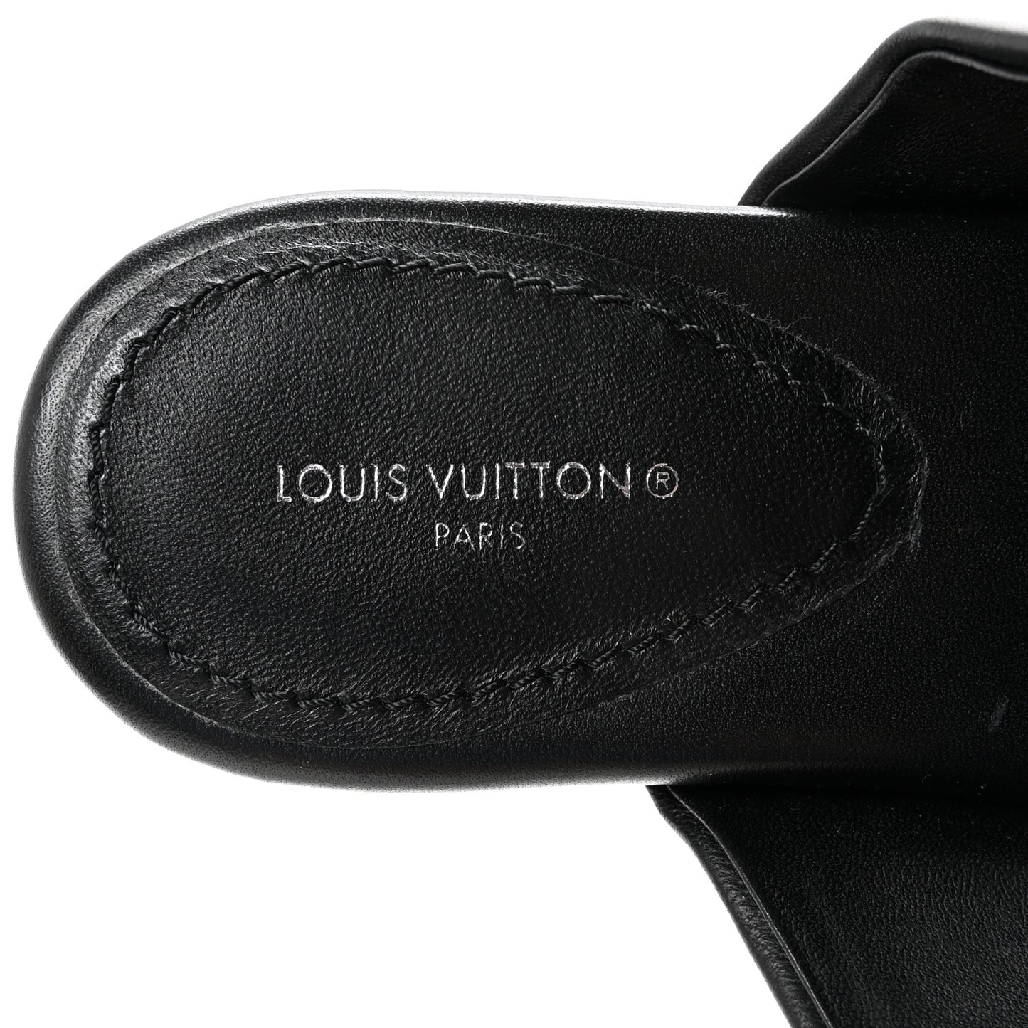 Lambskin Embossed Monogram Drapy Flat Thong Sandal 37.5 Black