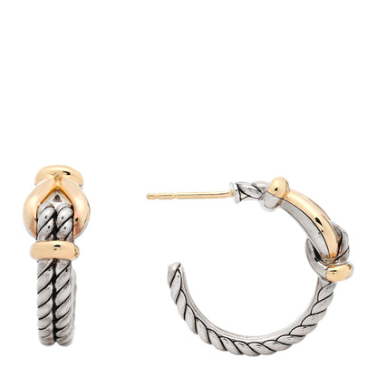 David Yurman Sterling Silver 18K Yellow Gold Hoop Earrings 1 of 4