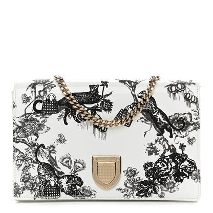 Christian Dior Patent Toile de Jouy Diorama Wallet On Chain Pouch White 1 of 8
