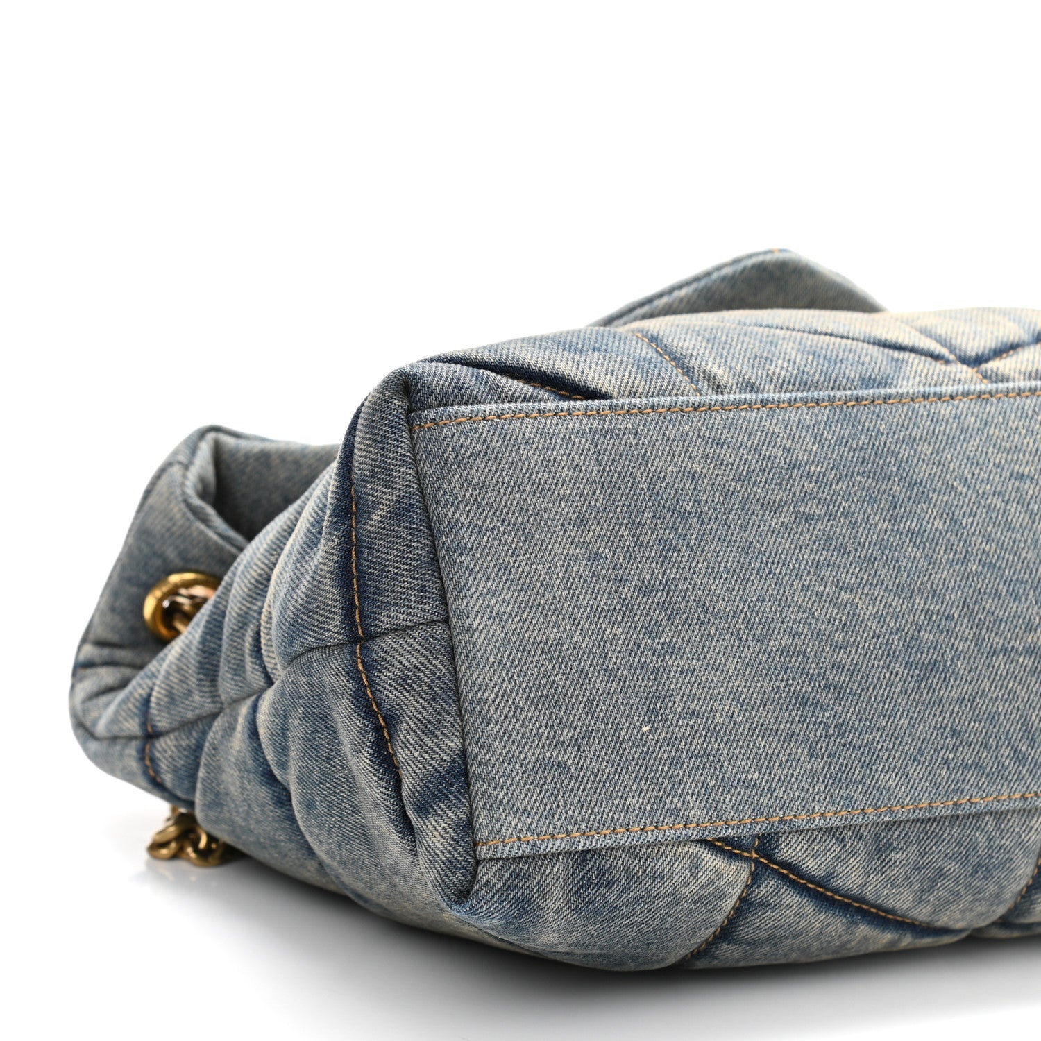 Saint Laurent Denim Quilted Small Loulou Puffer Monogram Chain Satchel Blue Cinnamon 10 of 11