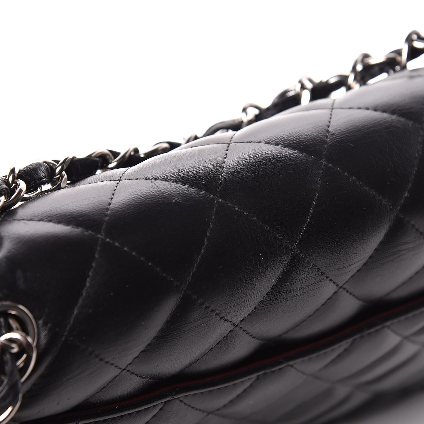 Lambskin Quilted Jumbo Double Flap Black