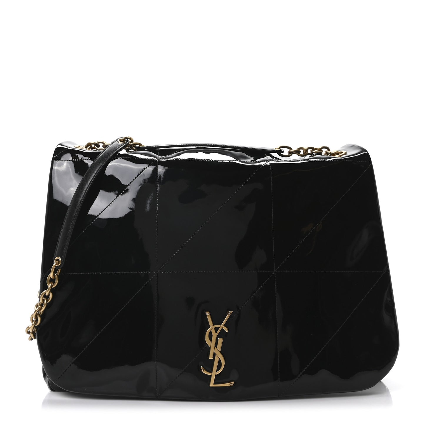 Patent Matelasse Monogram Large Jamie 4.3 Black