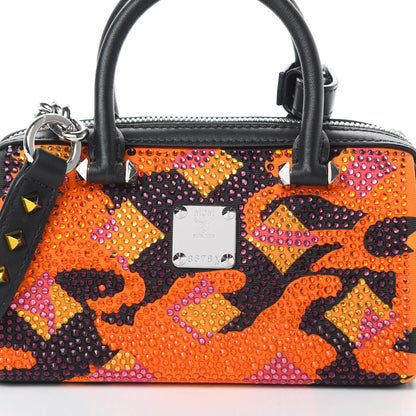 MCM Nylon Crystal Lion Camo Boston Satchel Multicolor 8 of 11