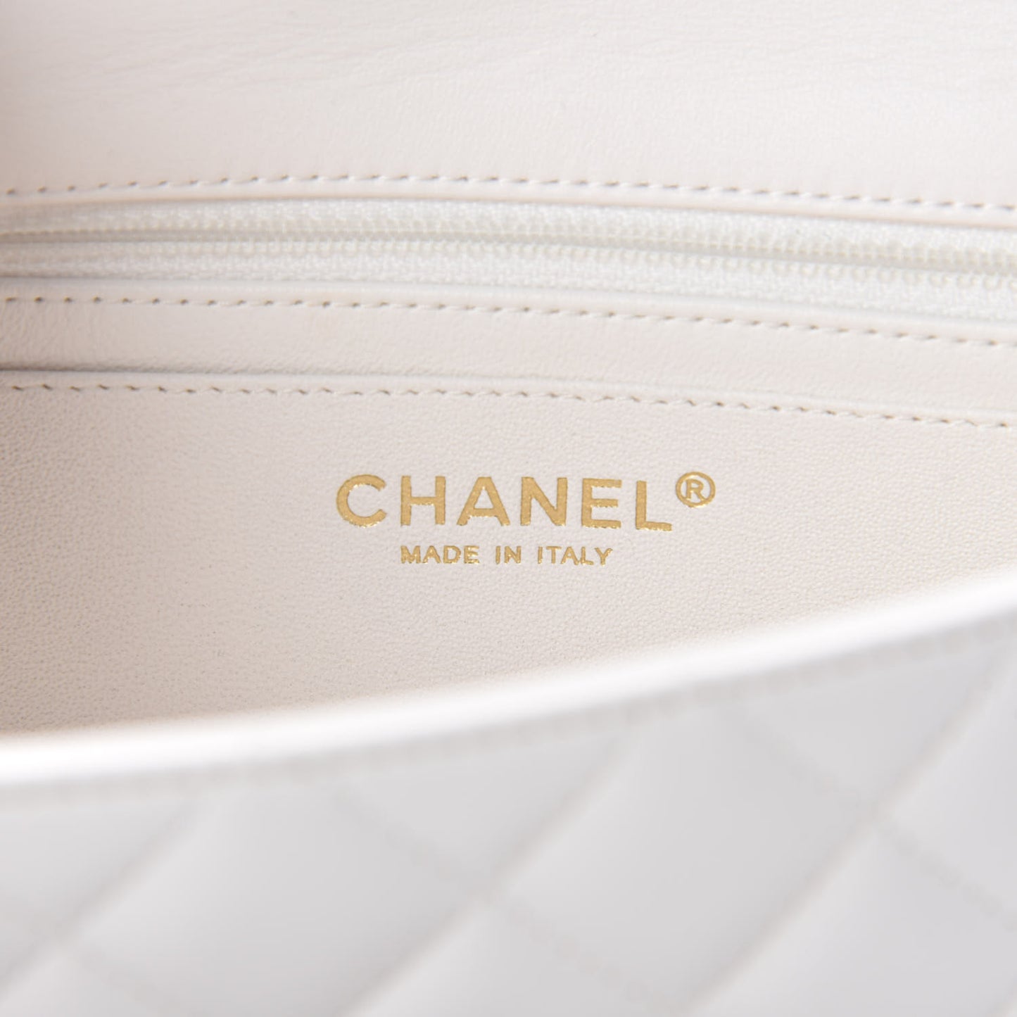 Lambskin Quilted Mini Rectangular Flap White