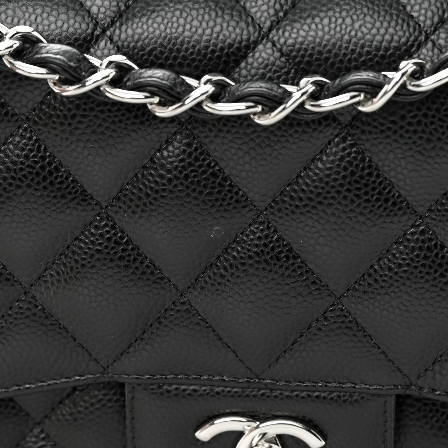 Caviar Quilted Jumbo Double Flap Black