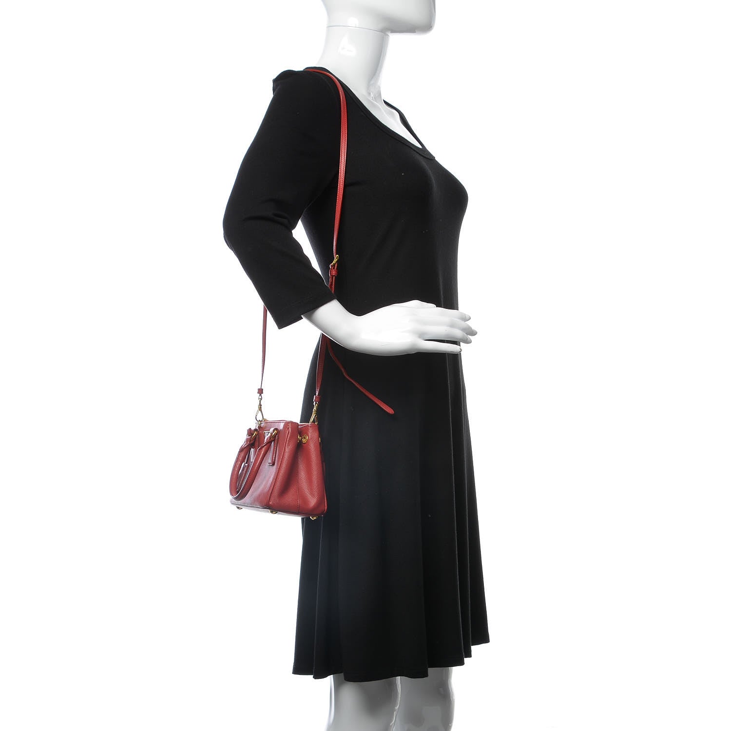Prada Saffiano Lux Micro Galleria Double Zip Tote Fuoco 2 of 12