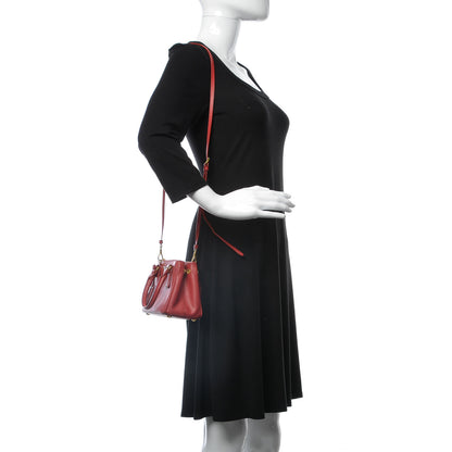 Prada Saffiano Lux Micro Galleria Double Zip Tote Fuoco 2 of 12
