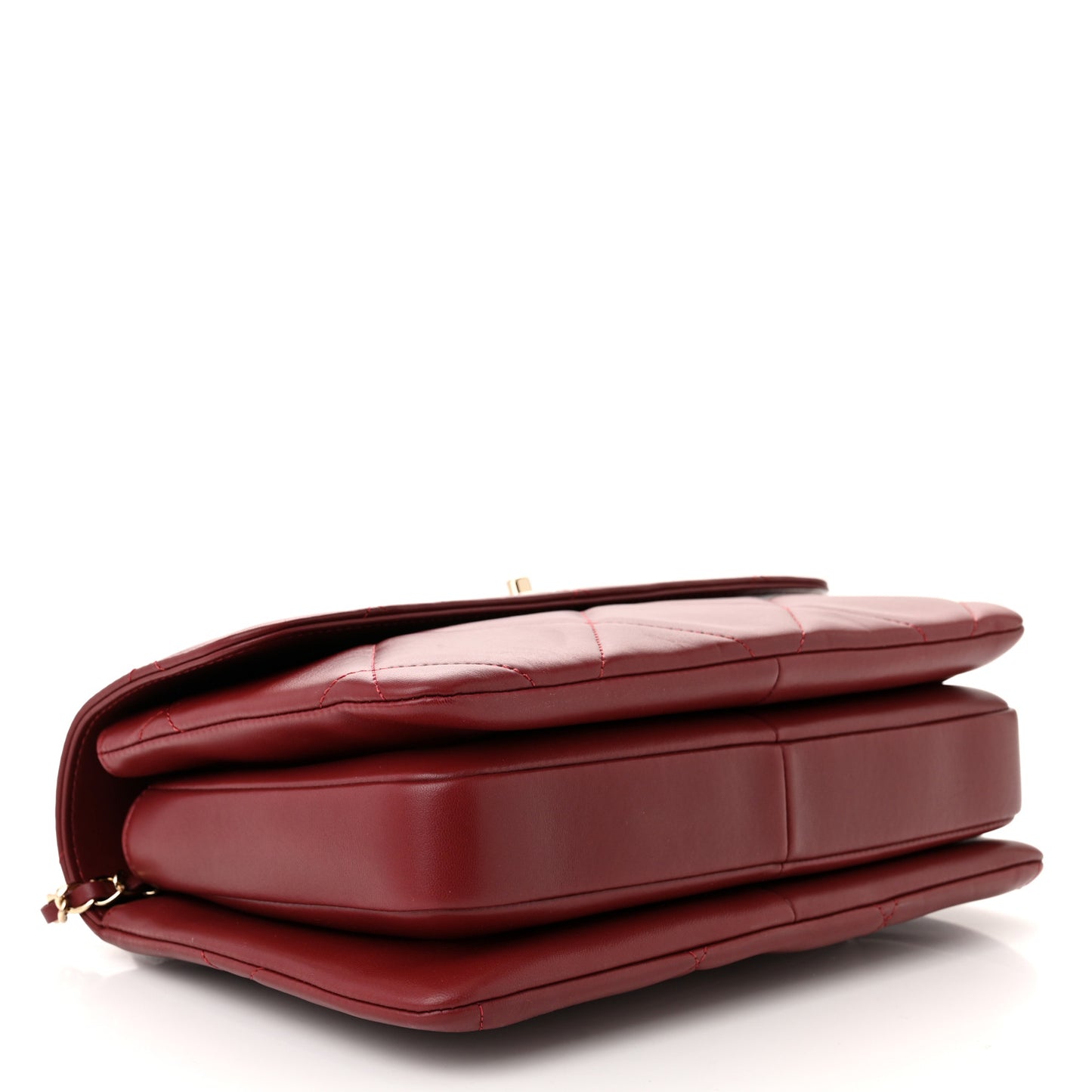 Lambskin Quilted Medium Trendy CC Flap Dual Handle Bag Burgundy