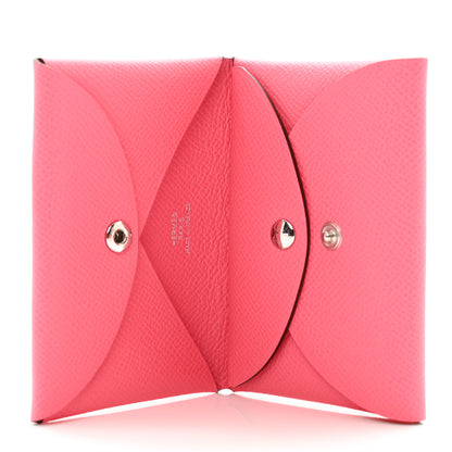 Hermes Epsom Calvi Duo Card Case Rose Azalee 5 of 7