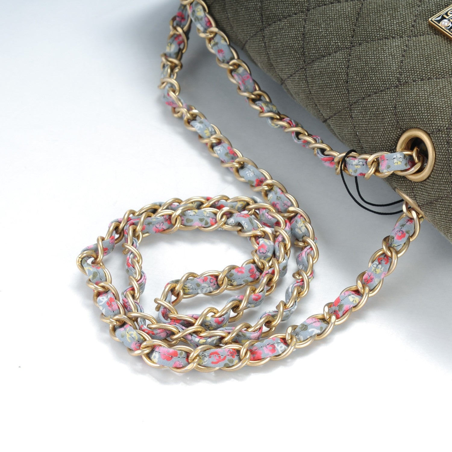 Chanel Toile Quilted Medium Cuba Double Flap Khaki 8 of 8