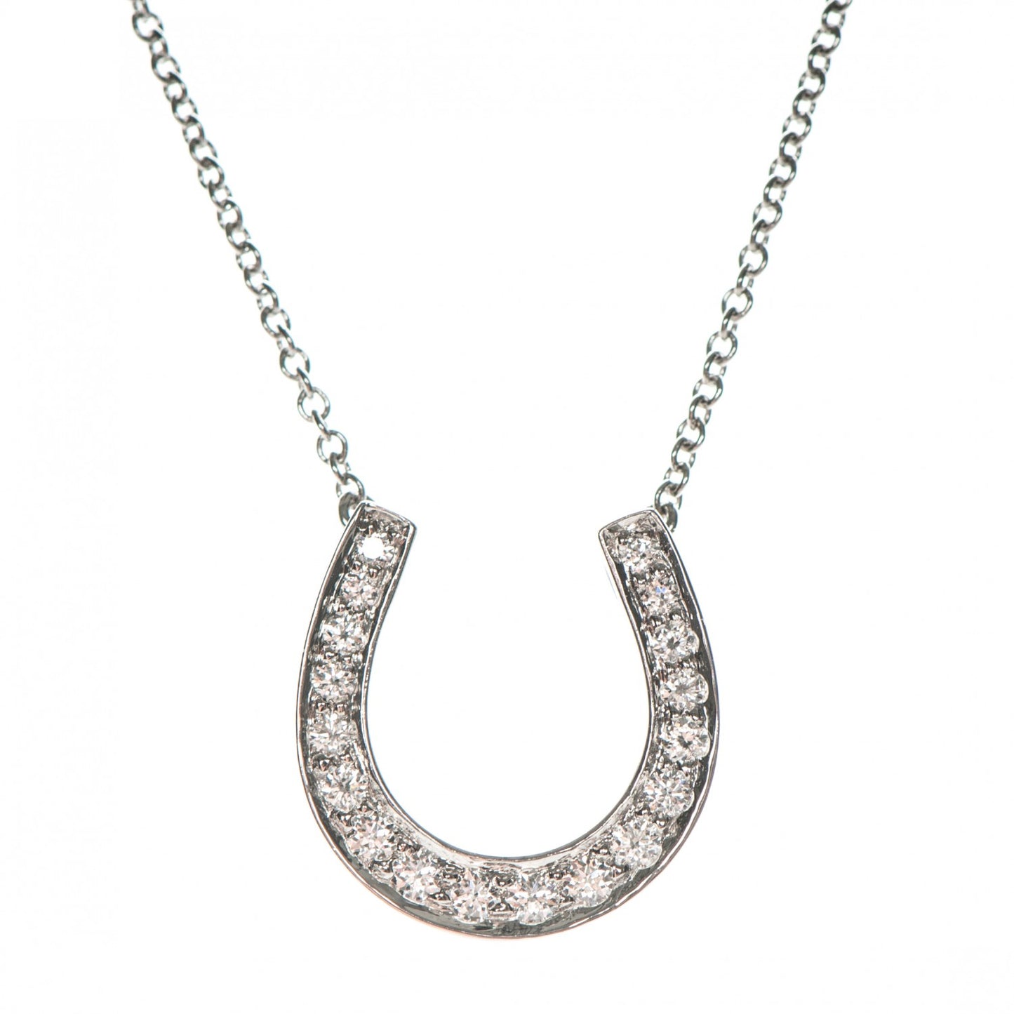 Platinum Diamond Horseshoe Pendant Necklace