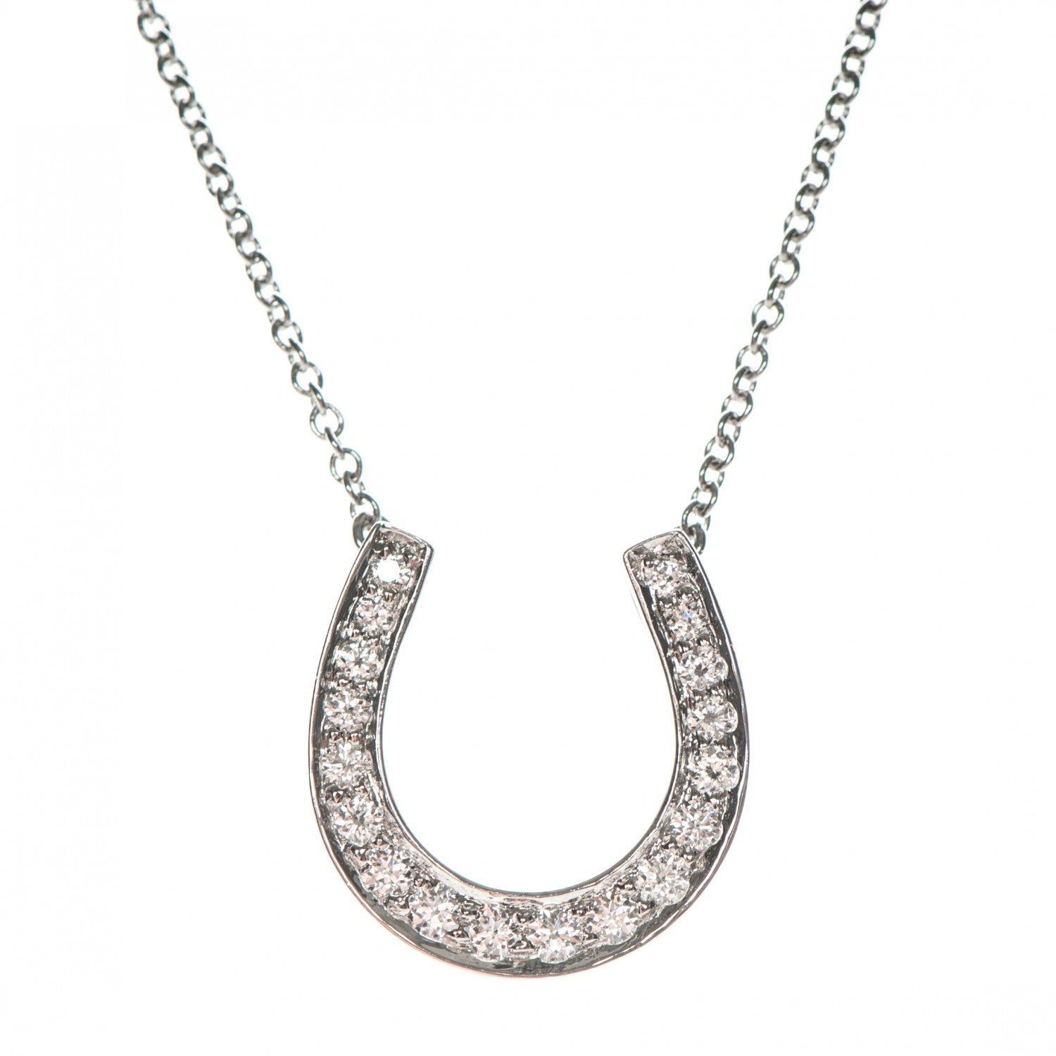 Tiffany Platinum Diamond Horseshoe Pendant Necklace 4 of 6