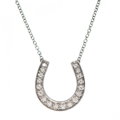 Tiffany Platinum Diamond Horseshoe Pendant Necklace 4 of 6