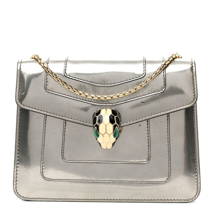 Bulgari Metallic Calfskin Small Serpenti Forever Snake Strap Crossbody Bag Silver 1 of 14